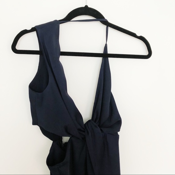 ASOS Navy Front Wrap Midi Dress - Picture 3 of 6